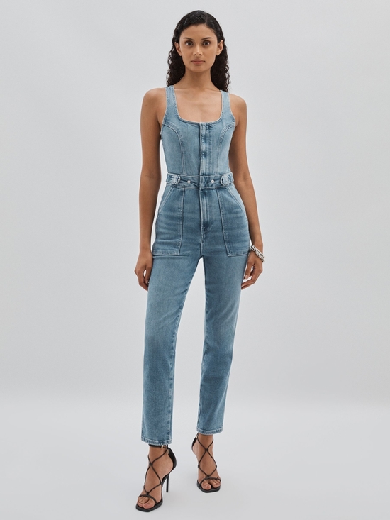 Good American Denim - Good American Light Blue Denim Jumpsuit Overalls